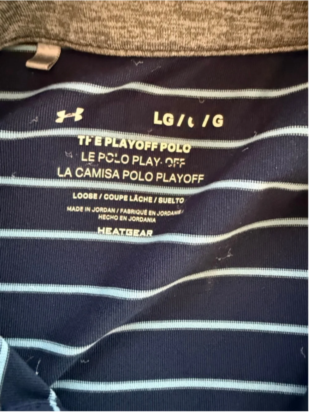 Men's Under Armour Navy Light Blue Striped Playoff Polo L